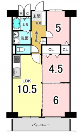 大阪市浪速区塩草、マンションの間取り画像です