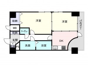 大阪市浪速区下寺、マンションの間取り画像です