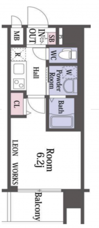 大阪市浪速区下寺、マンションの間取り画像です