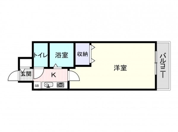 大阪市西区南堀江、マンションの間取り画像です