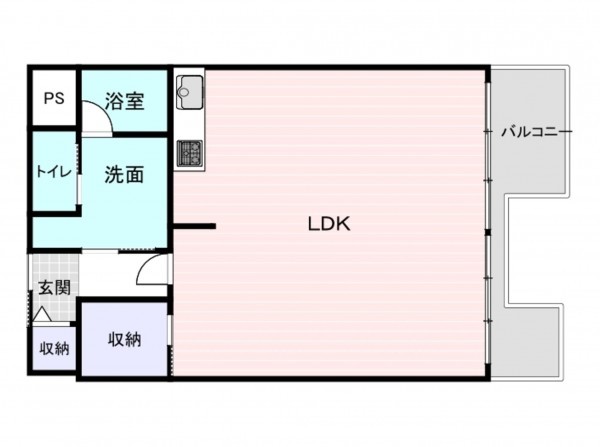大阪市西区南堀江、マンションの間取り画像です