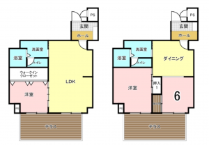 大阪市西区南堀江、マンションの間取り画像です