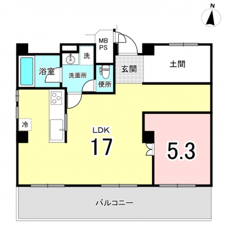 大阪市西区江戸堀、マンションの間取り画像です