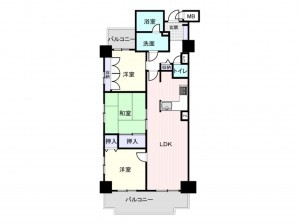 大阪市西区本田、マンションの間取り画像です