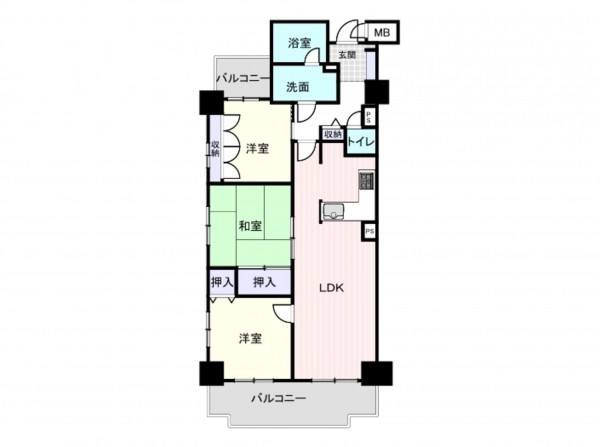 大阪市西区本田、マンションの間取り画像です