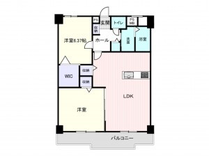 大阪市西区本田、マンションの間取り画像です