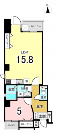 大阪市西区北堀江、マンションの間取り画像です