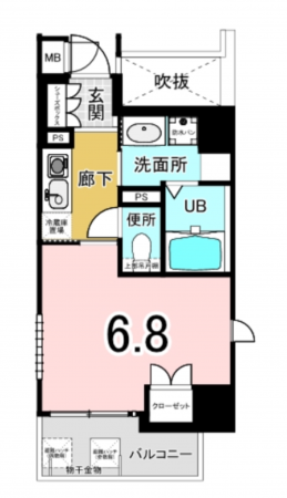 大阪市西区京町堀、マンションの間取り画像です