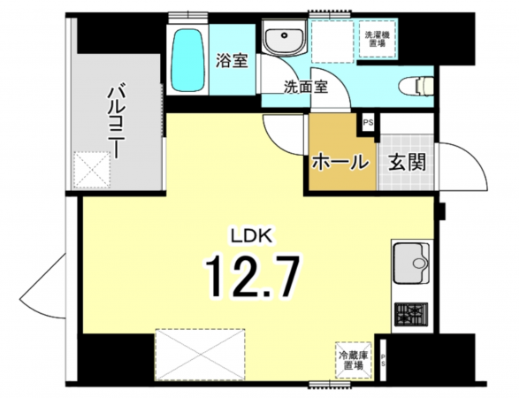 大阪市西区立売堀、マンションの間取り画像です