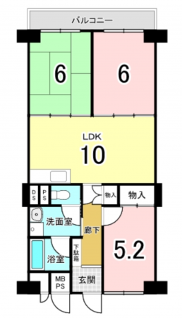 大阪市西区立売堀、マンションの間取り画像です