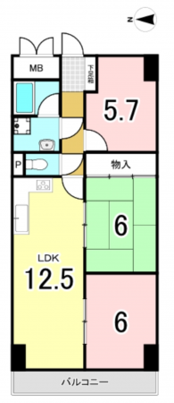 大阪市西区九条、マンションの間取り画像です