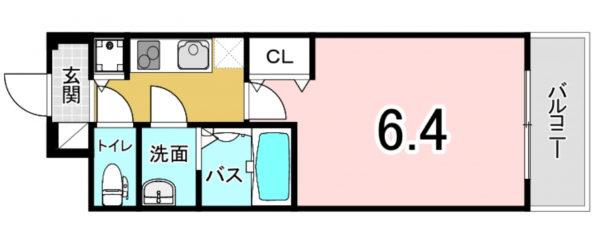 大阪市西区九条、マンションの間取り画像です
