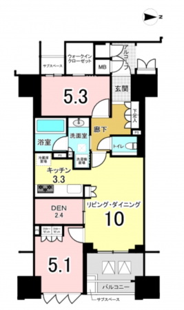 大阪市西区北堀江、マンションの間取り画像です