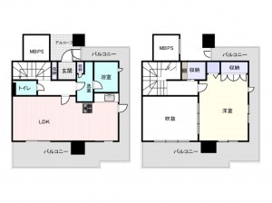 大阪市西区南堀江、マンションの間取り画像です