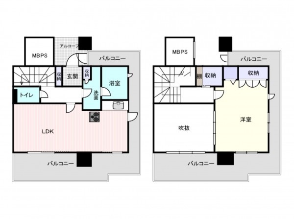 大阪市西区南堀江、マンションの間取り画像です
