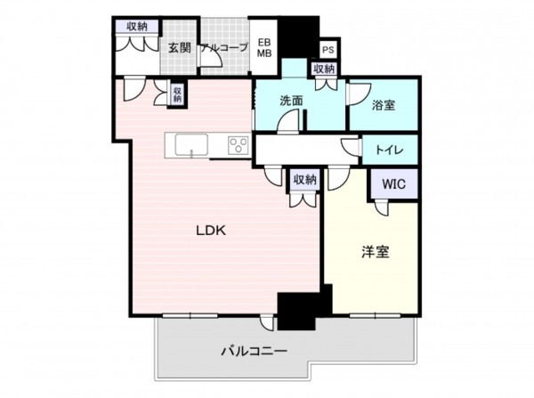 大阪市西区南堀江、マンションの間取り画像です