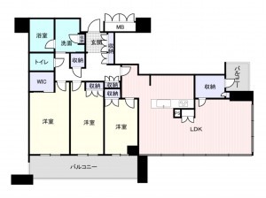 大阪市西区南堀江、マンションの間取り画像です
