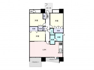 大阪市西区南堀江、マンションの間取り画像です