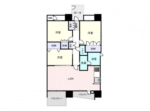 大阪市西区南堀江、マンションの間取り画像です