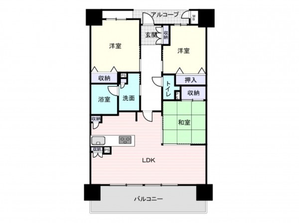 大阪市西区本田、マンションの間取り画像です