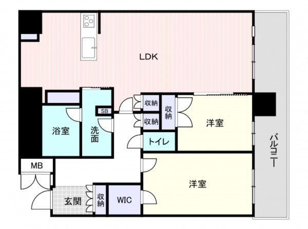 大阪市西区南堀江、マンションの間取り画像です