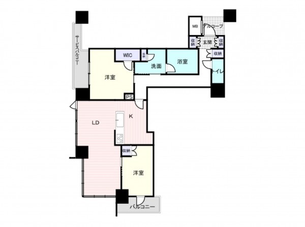 大阪市西区南堀江、マンションの間取り画像です