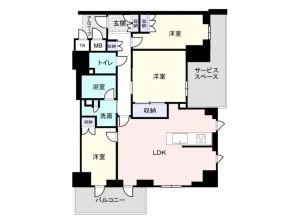 大阪市西区新町、マンションの間取り画像です
