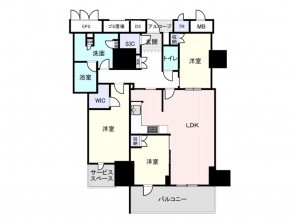 大阪市西区新町、マンションの間取り画像です