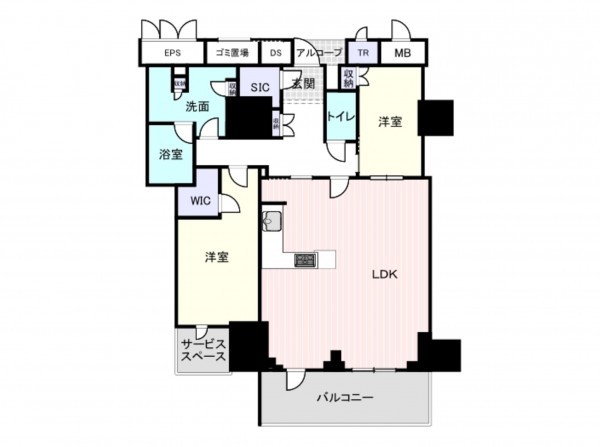 大阪市西区新町、マンションの間取り画像です