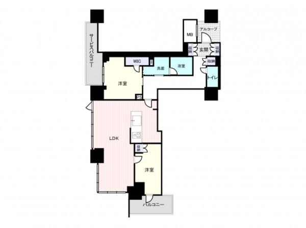 大阪市西区南堀江、マンションの間取り画像です