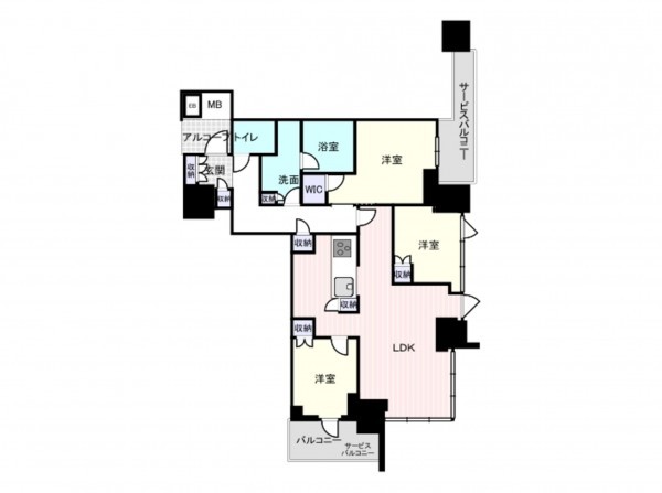 大阪市西区南堀江、マンションの間取り画像です