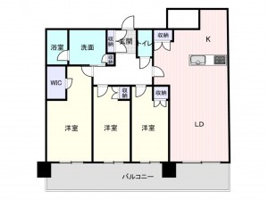 大阪市西区南堀江、マンションの間取り画像です