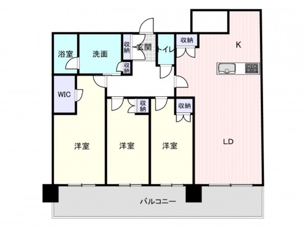 大阪市西区南堀江、マンションの間取り画像です