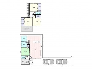 岸和田市上野町西、中古一戸建ての間取り画像です