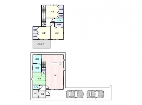 岸和田市上野町西、中古一戸建ての間取り画像です