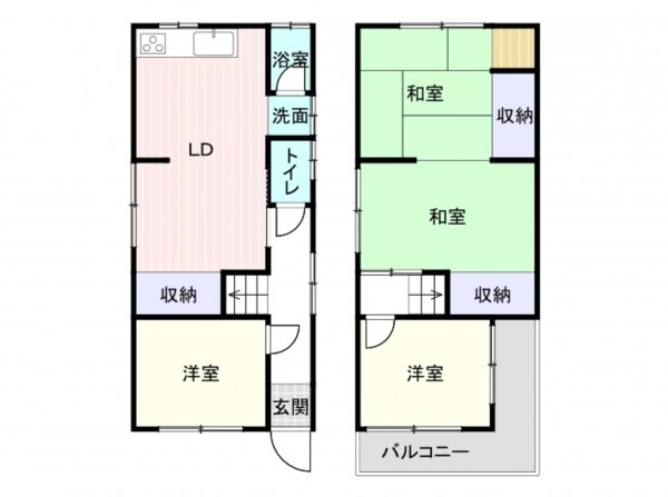 和泉市伯太町、中古一戸建ての間取り画像です