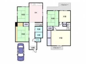 岸和田市土生町、中古一戸建ての間取り画像です