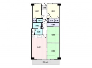 岸和田市下野町、マンションの間取り画像です