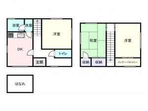 和泉市寺田町、中古一戸建ての間取り画像です