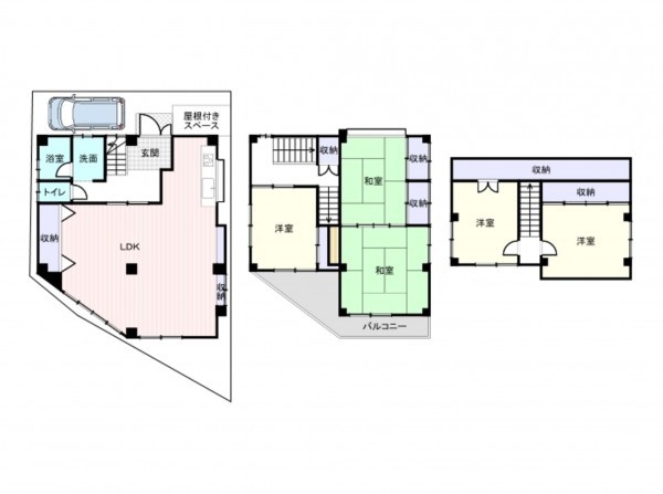 岸和田市別所町、中古一戸建ての間取り画像です