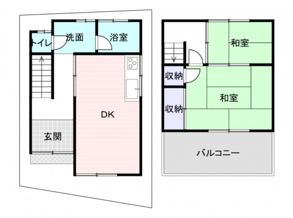 岸和田市西之内町、中古一戸建ての間取り画像です