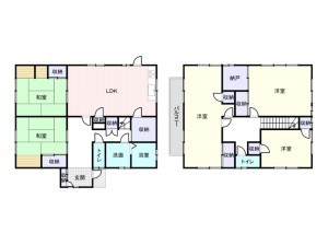 岸和田市東ケ丘町、中古一戸建ての間取り画像です