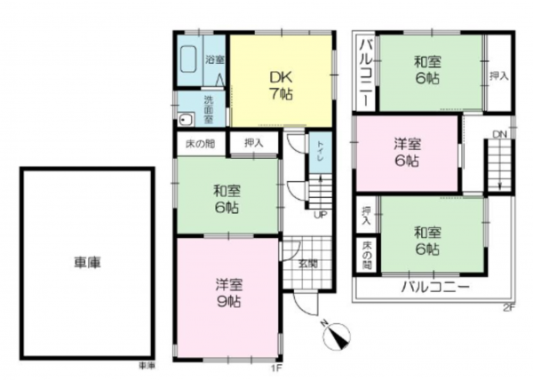 岸和田市松風町、中古一戸建ての間取り画像です