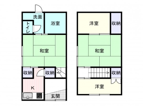 岸和田市土生町、中古一戸建ての間取り画像です