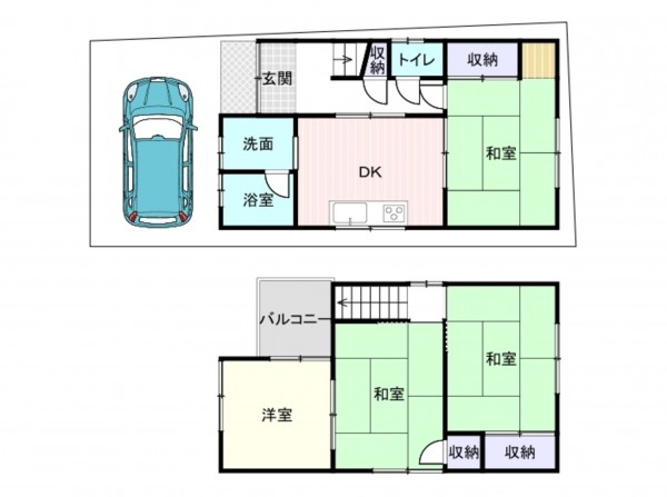 岸和田市八阪町、中古一戸建ての間取り画像です