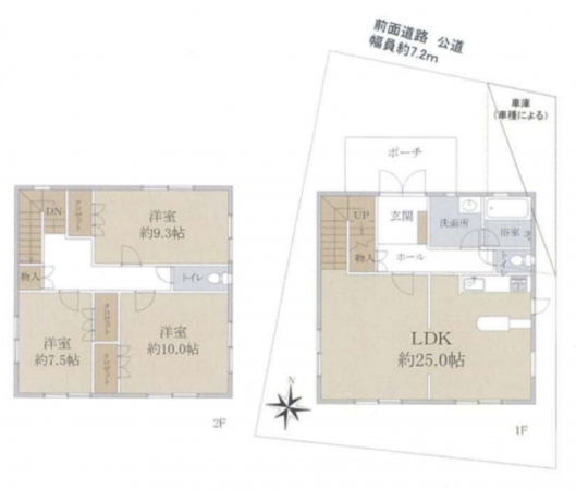 和泉市いぶき野、中古一戸建ての間取り画像です