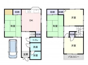 和泉市池田下町、中古一戸建ての間取り画像です