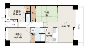 和泉市のぞみ野、マンションの間取り画像です