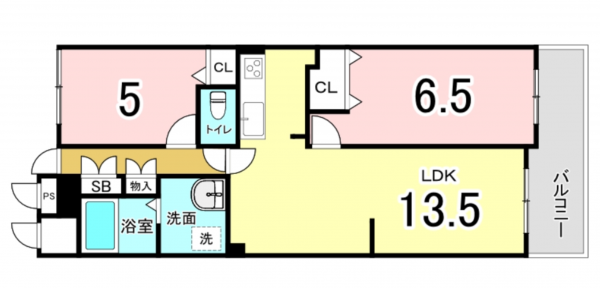 大阪市西区西本町、マンションの間取り画像です