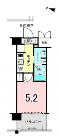 大阪市西区南堀江、マンションの間取り画像です